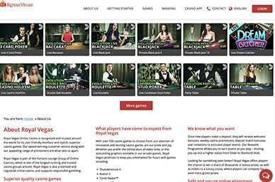 Royal Vegas Live Games